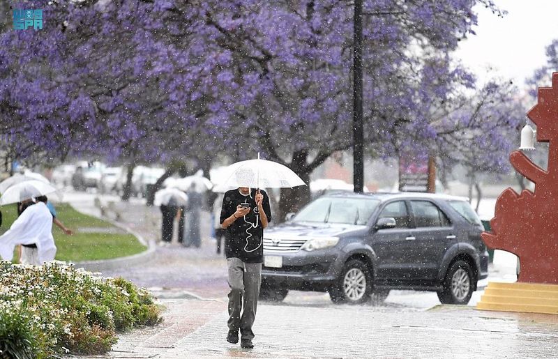 Hail and Torrential Rains Pounded the Asir Region.