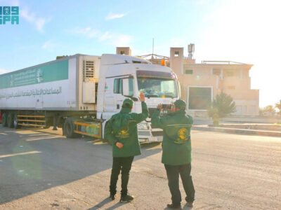 60 Saudi Trucks Deliver Medical Supplies, Food, and Shelter to Syria