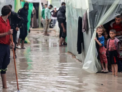 Winter Hardships: Gazans in Tents Struggle Through Heavy Downpours