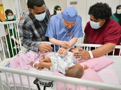A Girl With a rare Illness Receives Lung Lavage at a Hospital in Riyadh